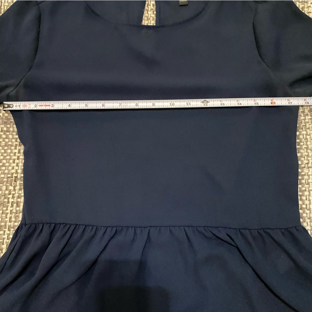 Banana Republic Sheer Peplum Blouse XS Navy Blue - Picture 6 of 7